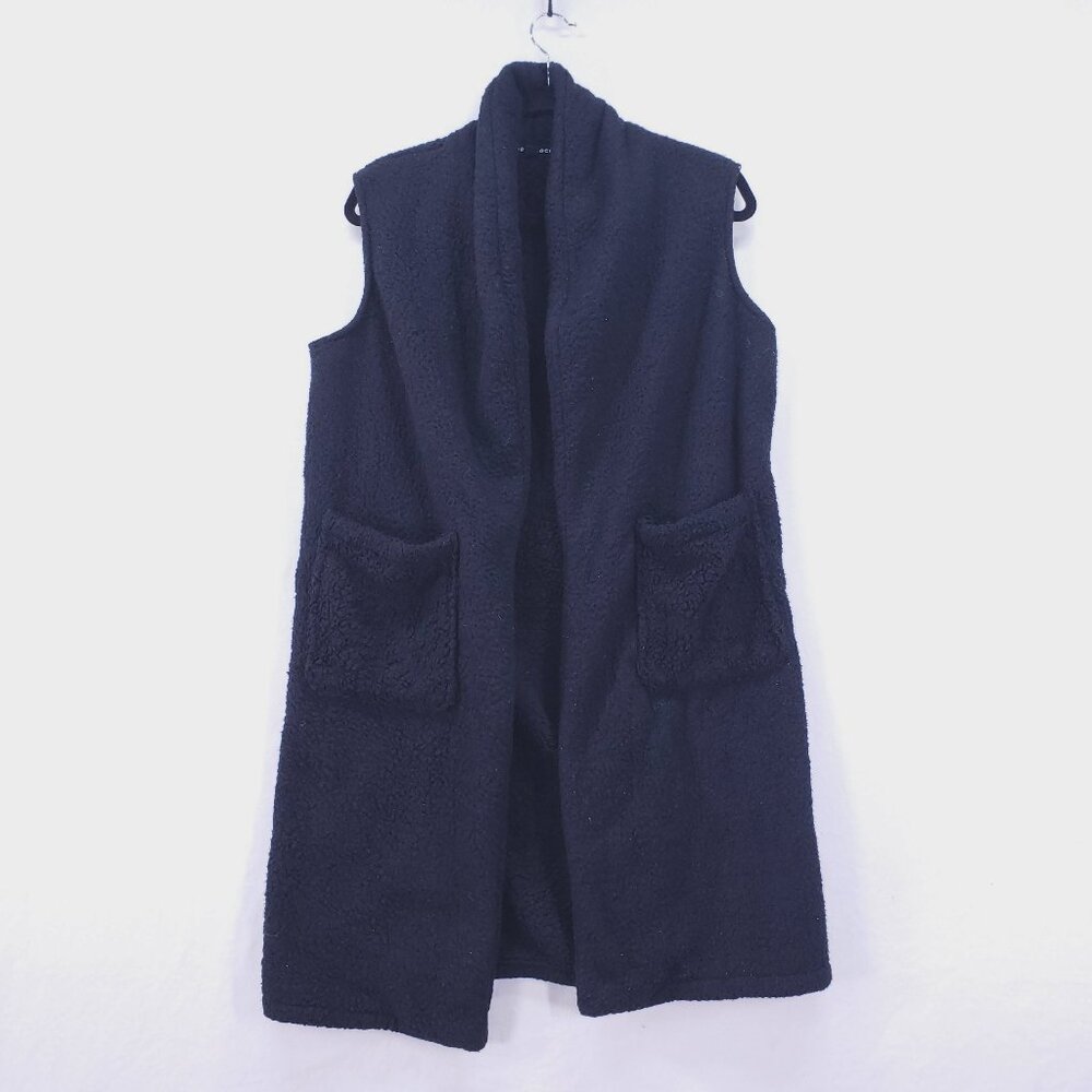 Mesh and Lace Cardigan Size S Black Vest Mid Length Sherpa Open Front Casual